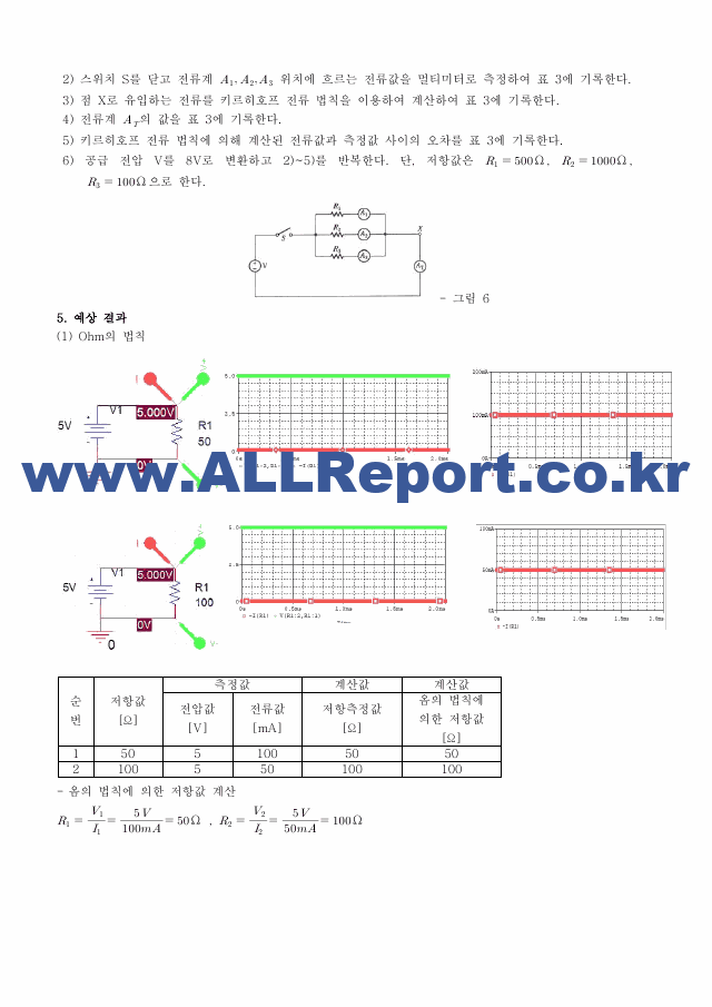 [기초전자전기실험1] A+받은 옴의법칙,KCL,KVL 예비보고서 기초전자전기실험   (3 )